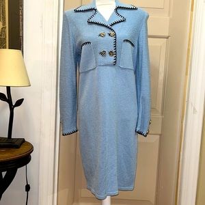 RARE STEVE FABRIKANT For Bergdorf‘s wool blend Jacki-O style knit dress buttons